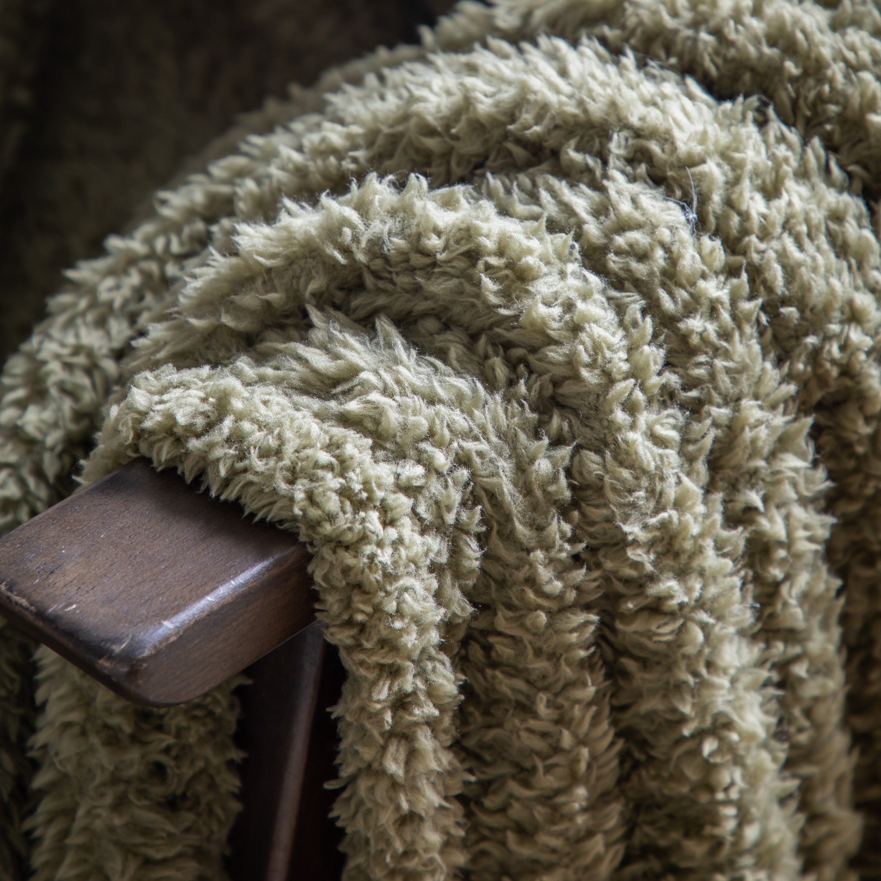 Teddy Olive Green Fleece Throw